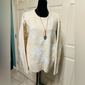 Caribbean Joe Beige Palm Pattern Sweater